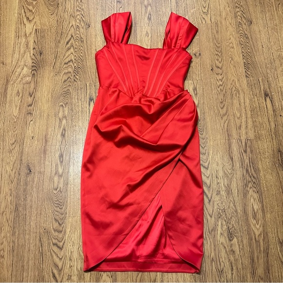 House of CB London Red Loretta Dress Size L+ 14-16 - Picture 3 of 14
